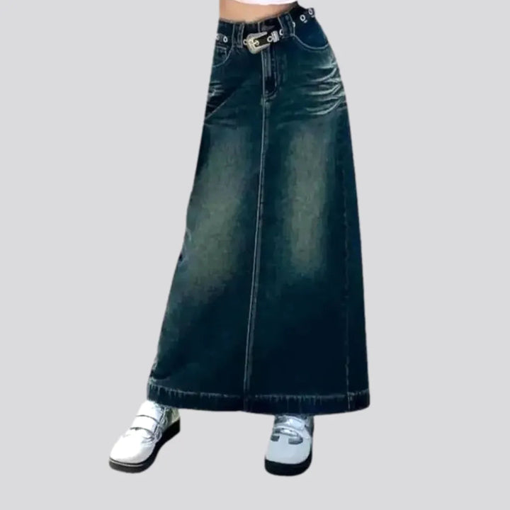 Maxi Creased Stylish Jean Skirt | Jeans4you.shop