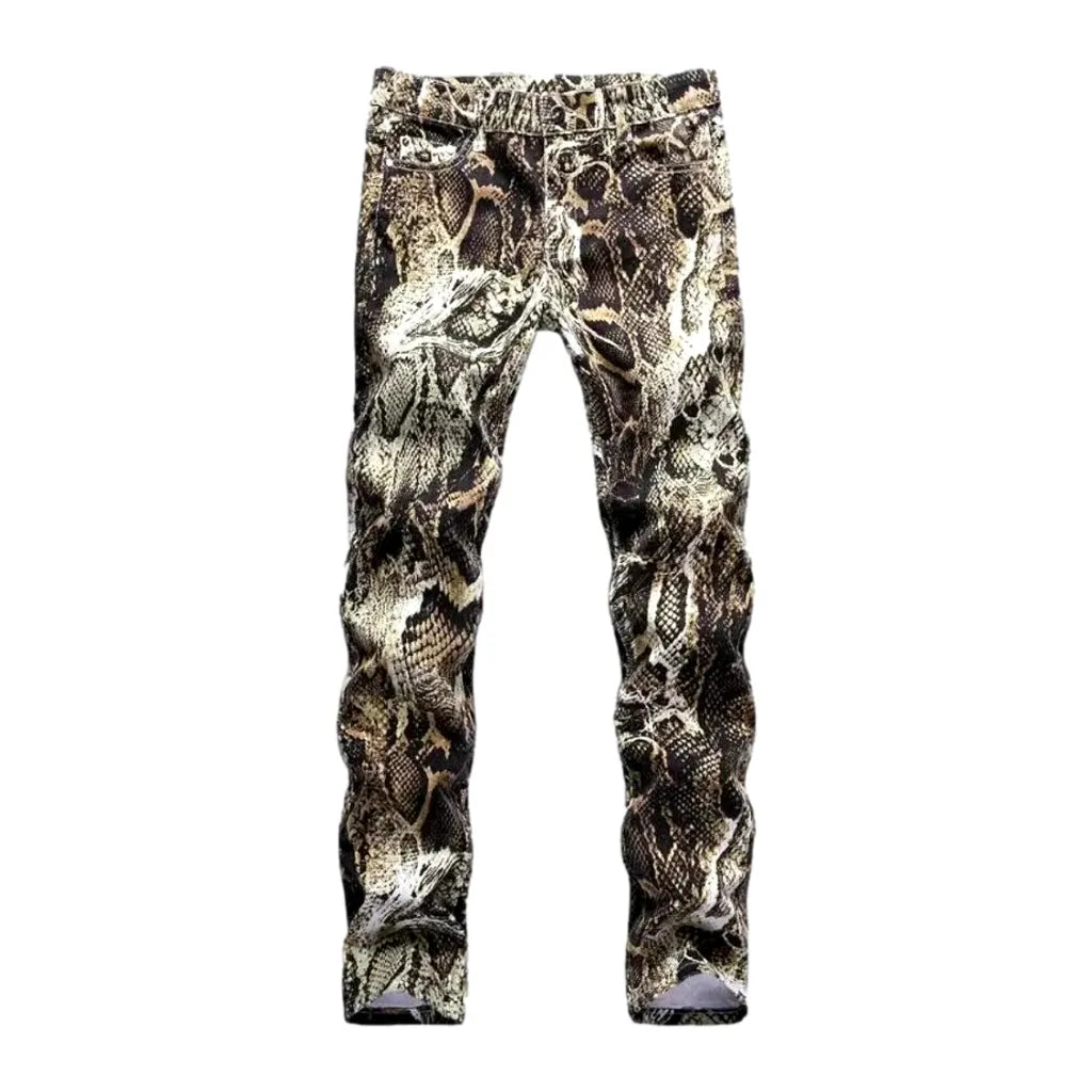 Men's snake-skin-print jeans