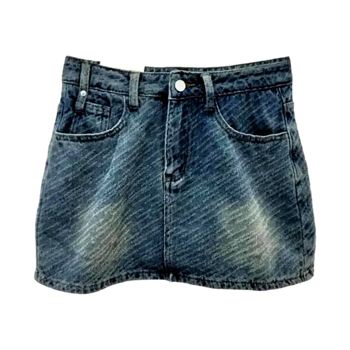 Mid-waist boho jeans skirt
 for women