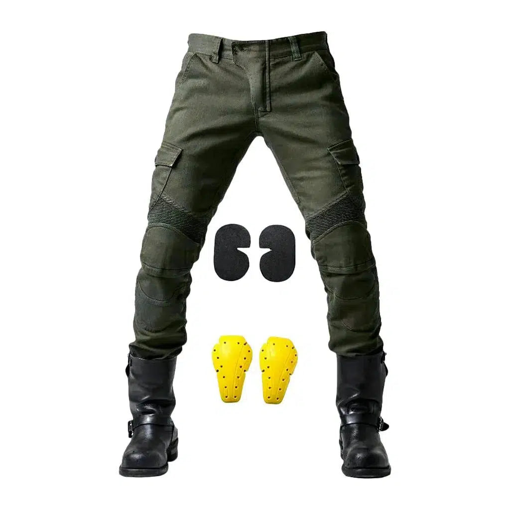 Mid-waist cargo men's biker jeans