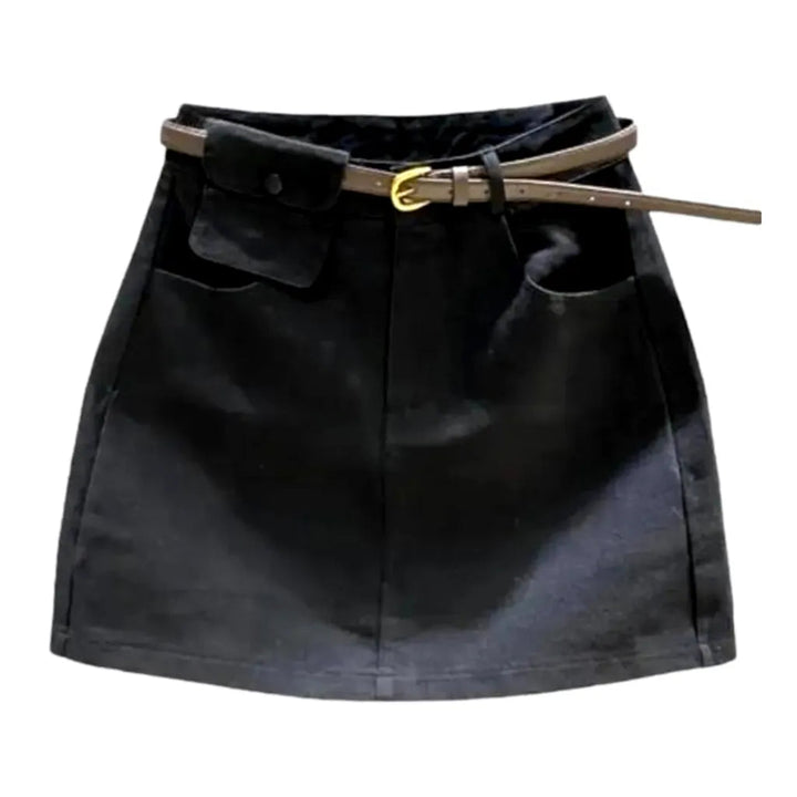 Mid-waist mini women's denim skirt