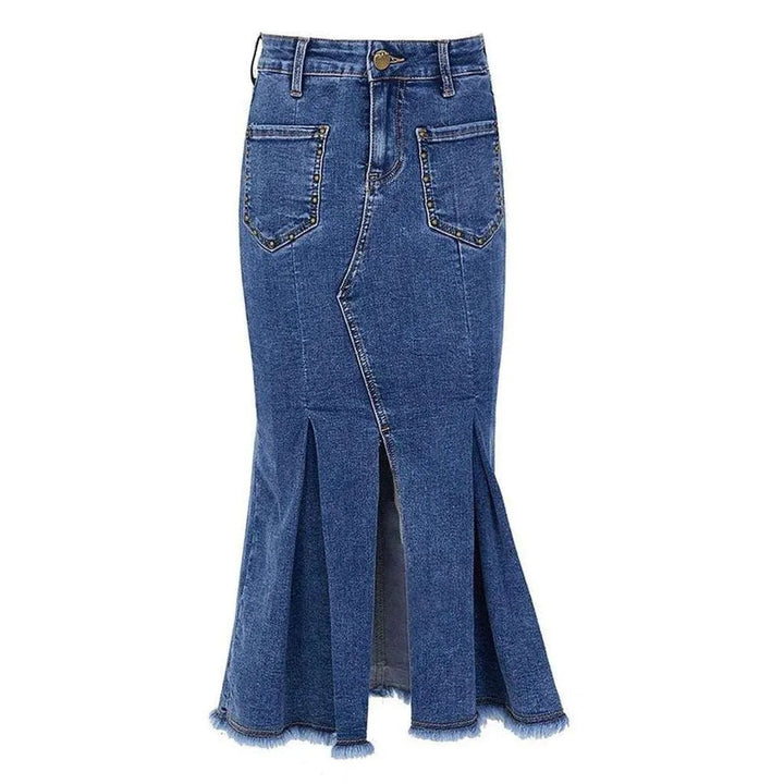 Midi mermaid women's denim skirt