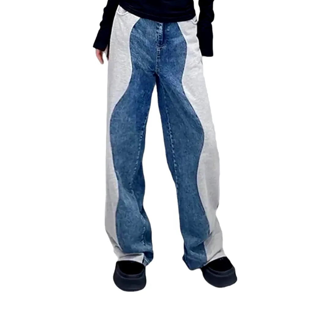 Mixed-fabrics jeans
 for women