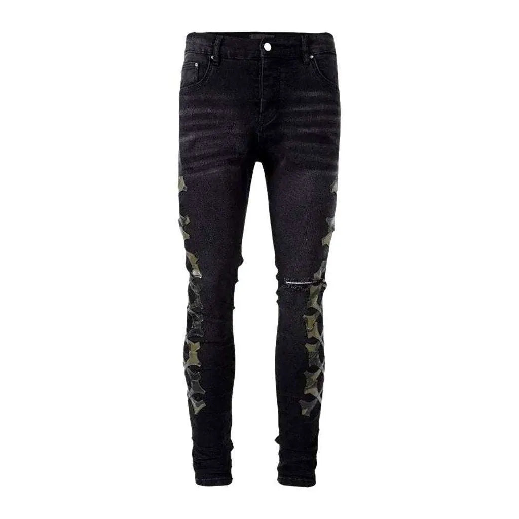New style black embroidered jeans