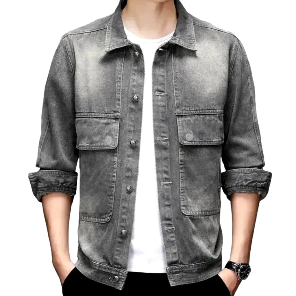 Oversized sanded men's denim jacket