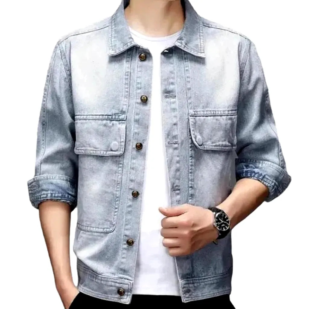 Oversized sanded men's denim jacket