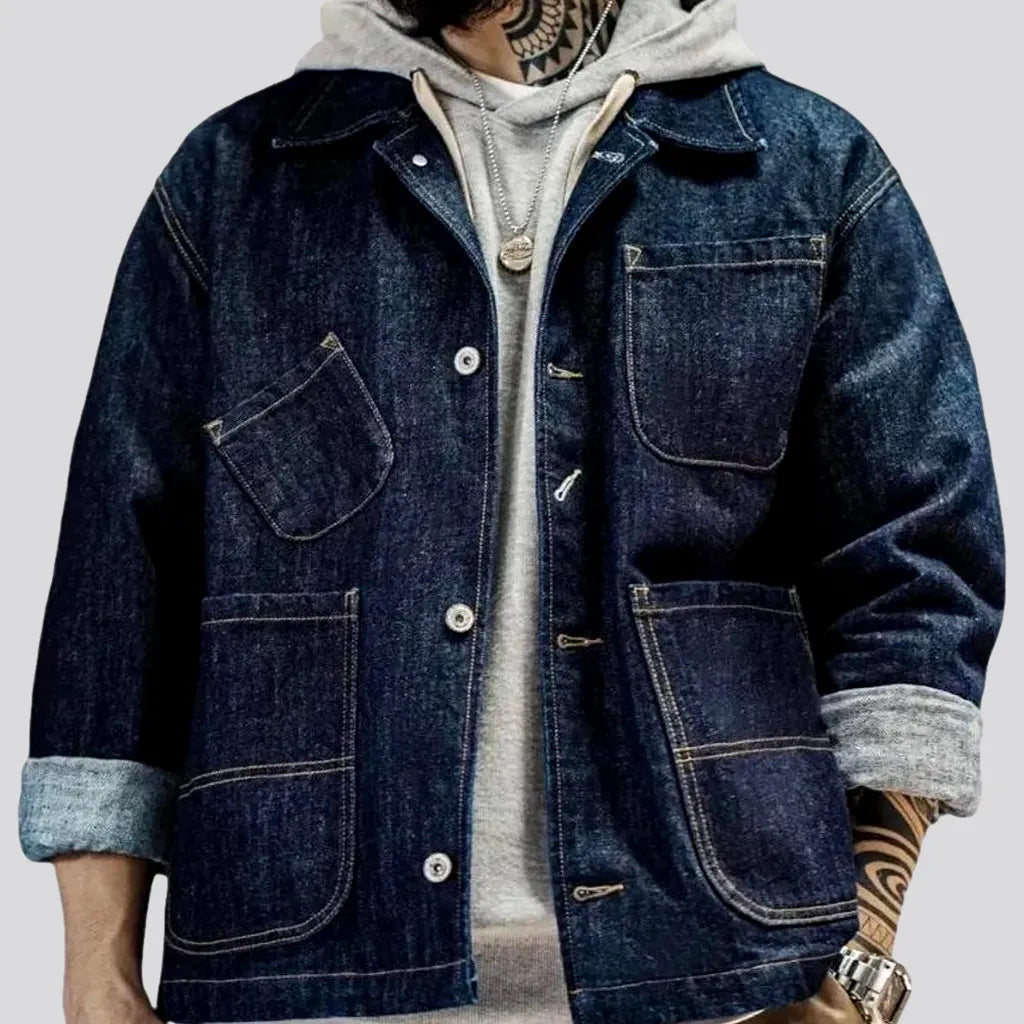 Oversized Style Workwear Men's Denim Chore Jacket | Jeans4you.shop