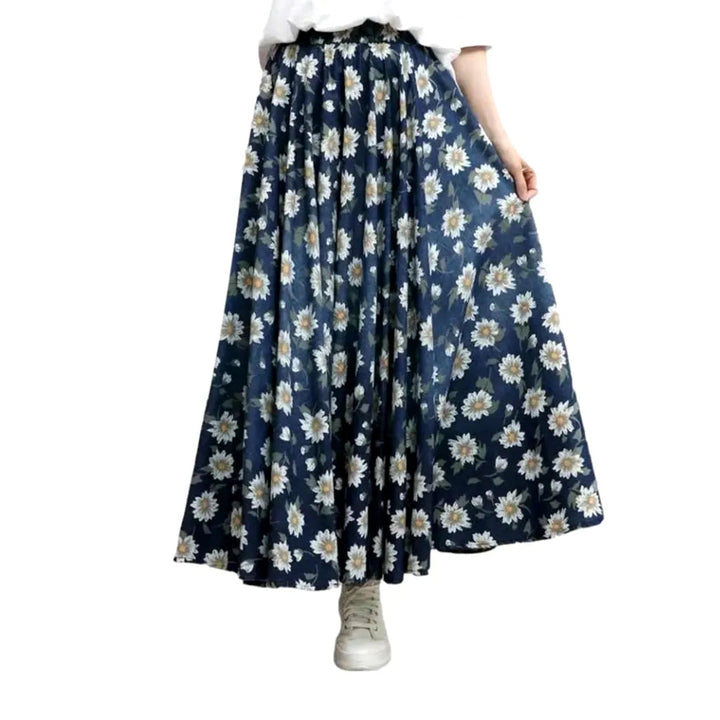 Painted women's denim skirt