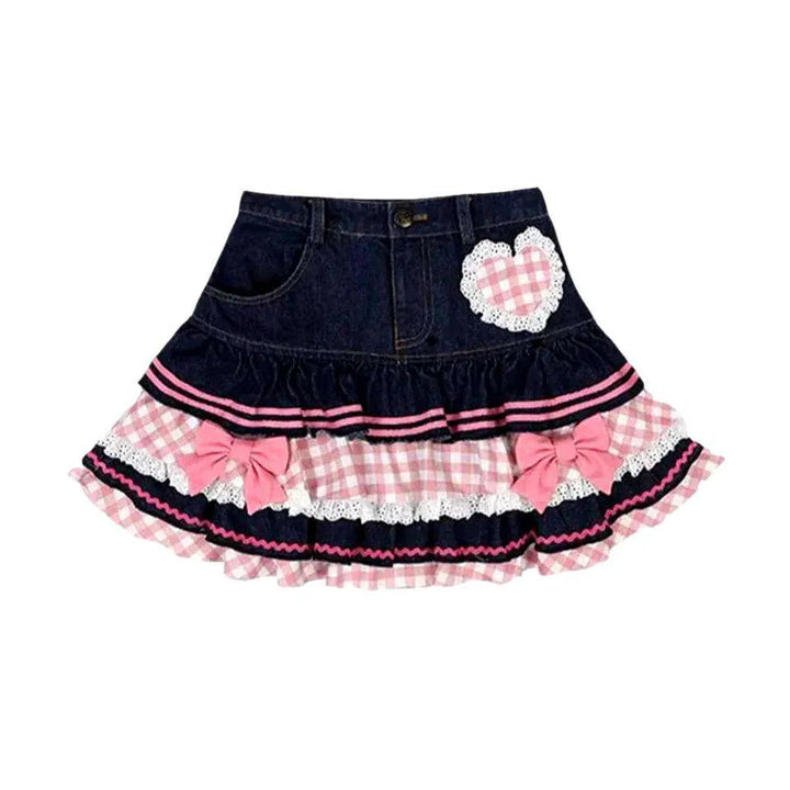 Pink frills skater denim skirt