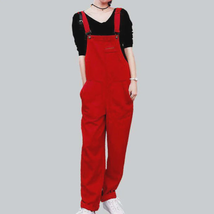 Red denim dungaree for women | Jeans4you.shop