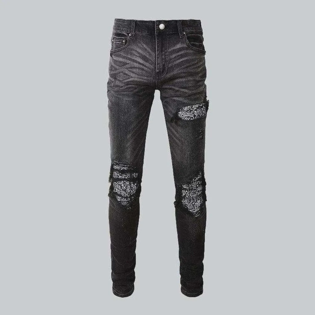 Vintage black ripped biker jeans | Jeans4you.shop