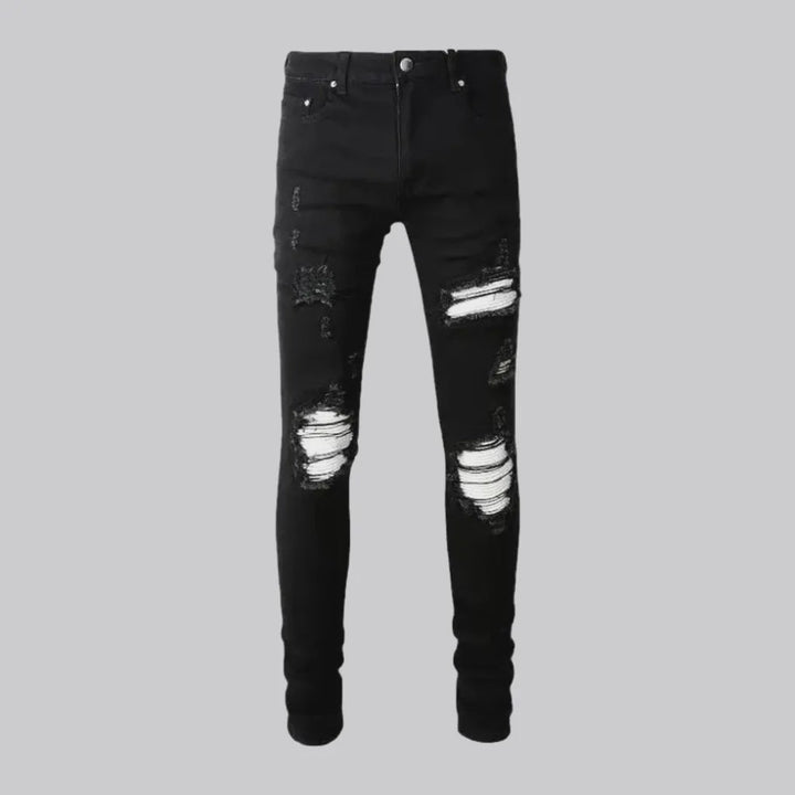 Distressed fit white-patch men's jeans | Jeans4you.shop