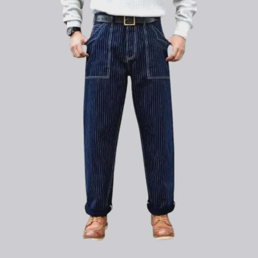 Classic stripes rolled cuffs men's jeans | Jeans4you.shop