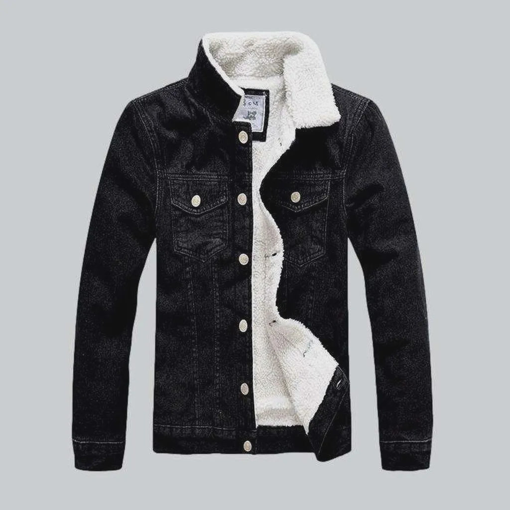 Black winter men's denim jacket | Jeans4you.shop