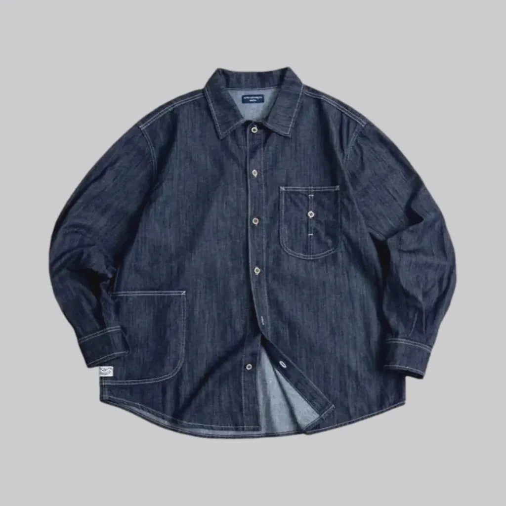 Dark wash oversized men's denim chore jacket | Jeans4you.shop