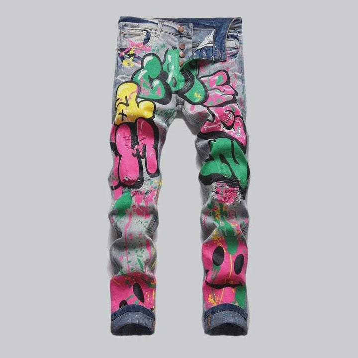 Graffiti print men's jeans | Jeans4you.shop