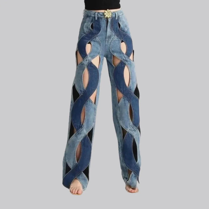 Fashionable cutout high-rise women's jeans | Jeans4you.shop