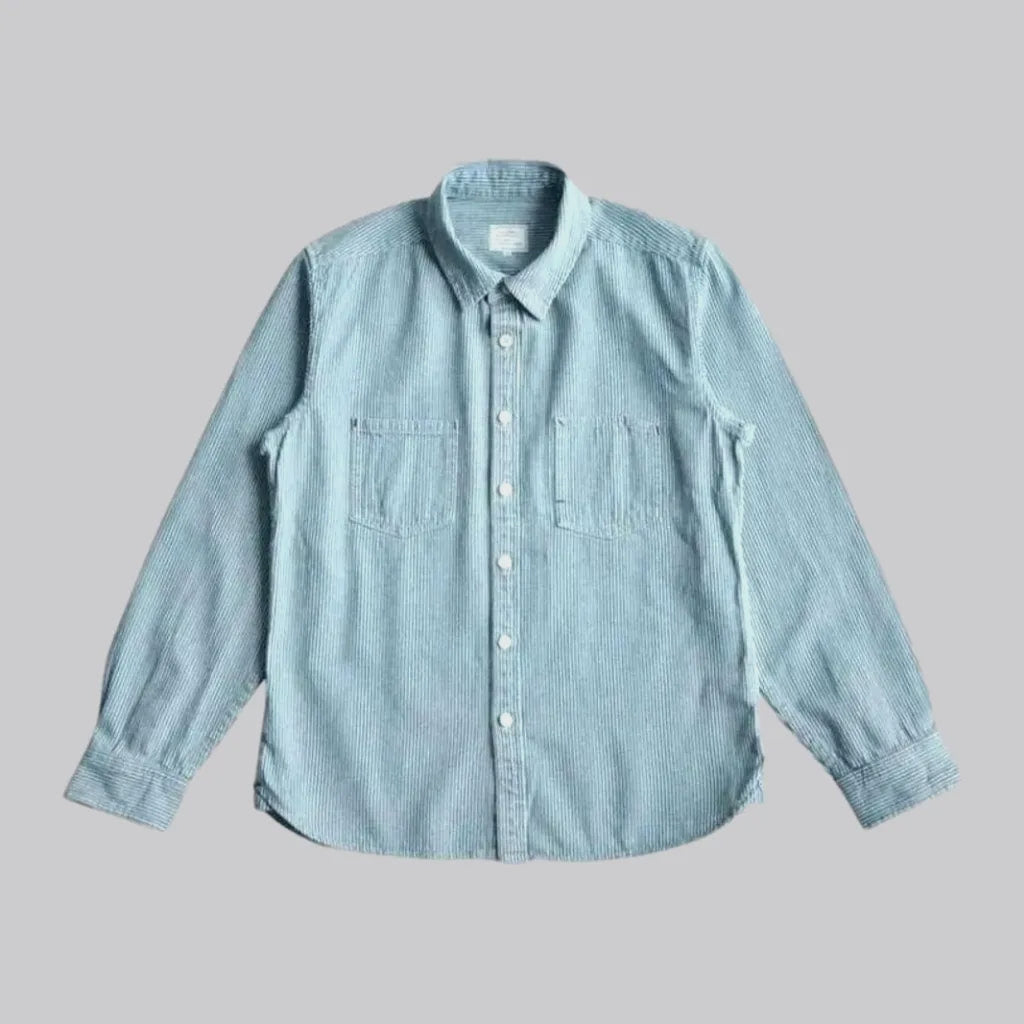 Light wash striped men's denim shirt | Jeans4you.shop