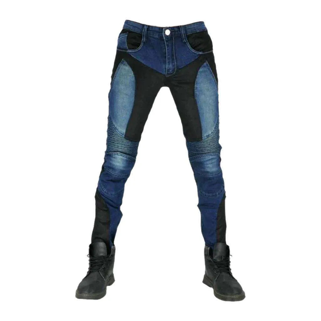 Protective mid-waist women's biker jeans