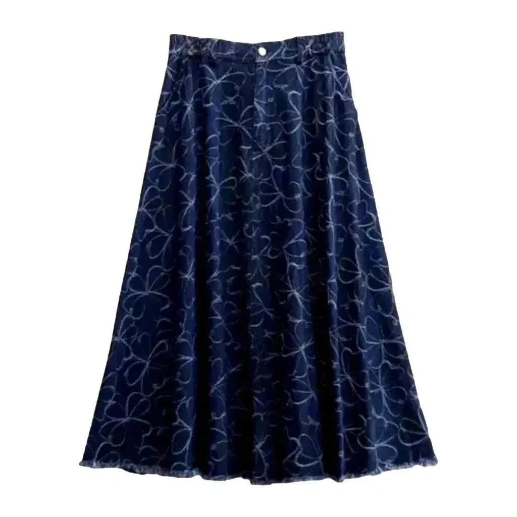 Raw-hem boho jeans skirt for ladies