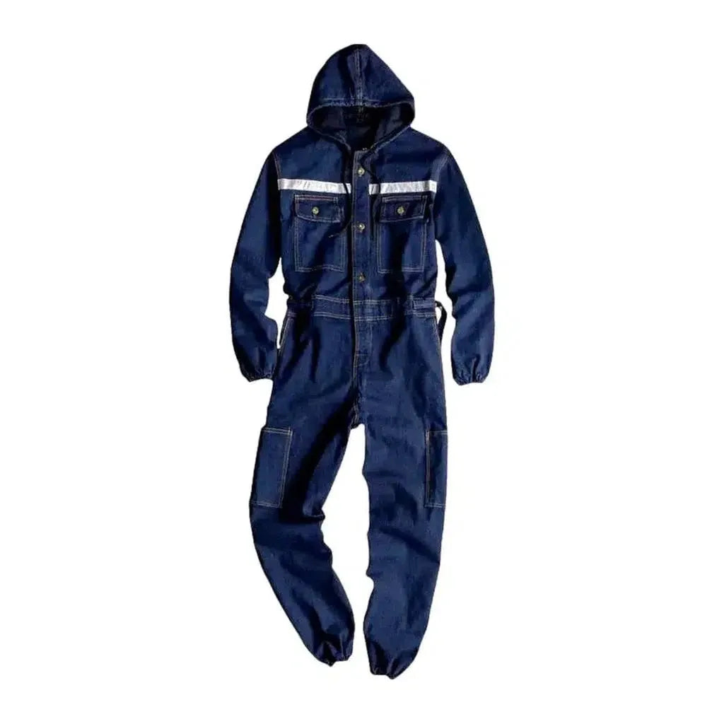 Reflective Men's Jean Jumpsuit - Blue