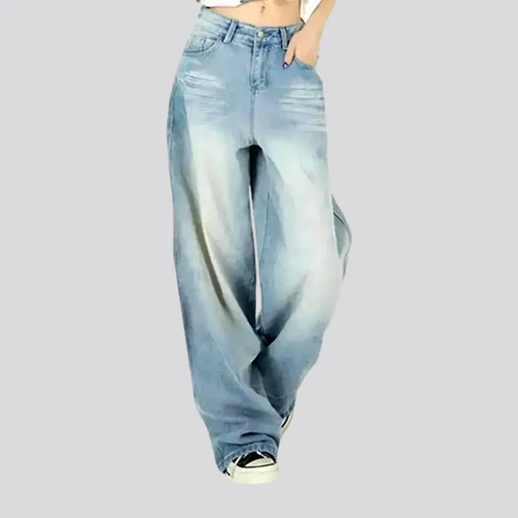 Retro Pattern Slouchy Fit Jeans for Women | Jeans4you.shop