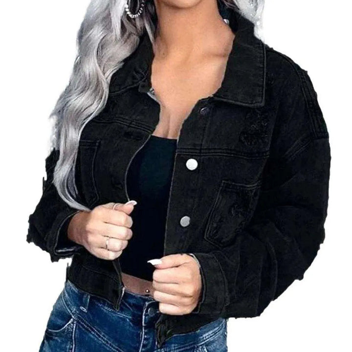 Ripped-back women's denim jacket