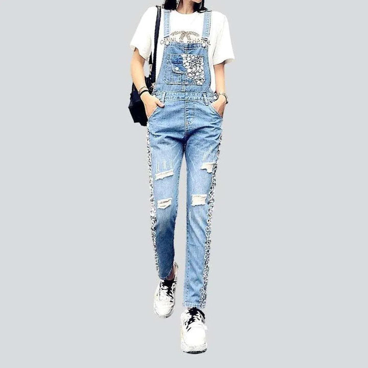 Ripped women's denim dungaree | Jeans4you.shop