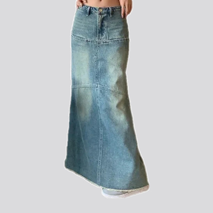 Sanded Frayed Panelled Jean Skirt | Jeans4you.shop