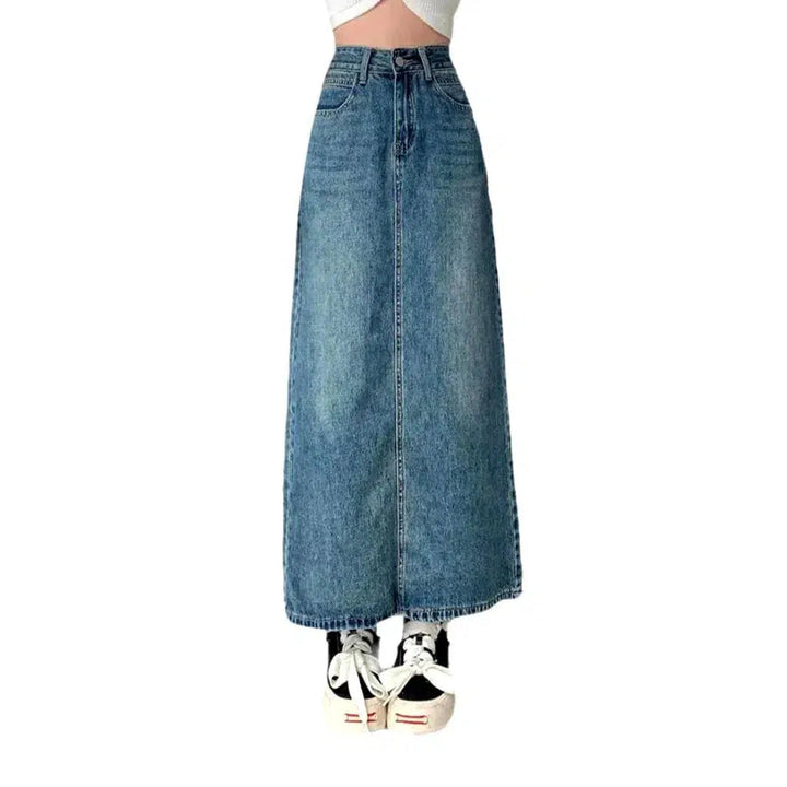 Sanded high-waist jean skirt
 for women