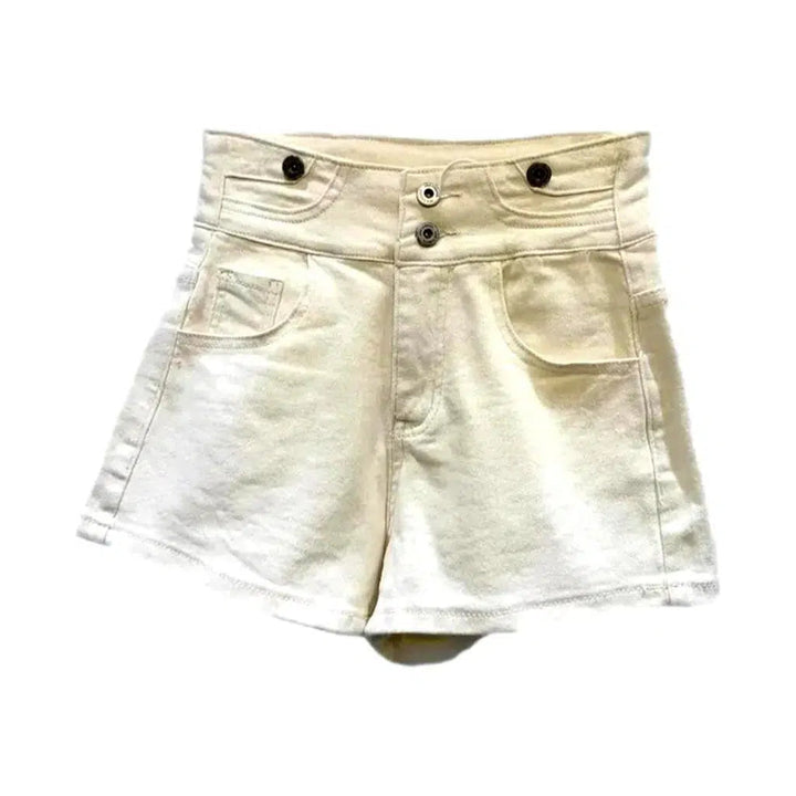 Sanded wide-leg jeans shorts for women