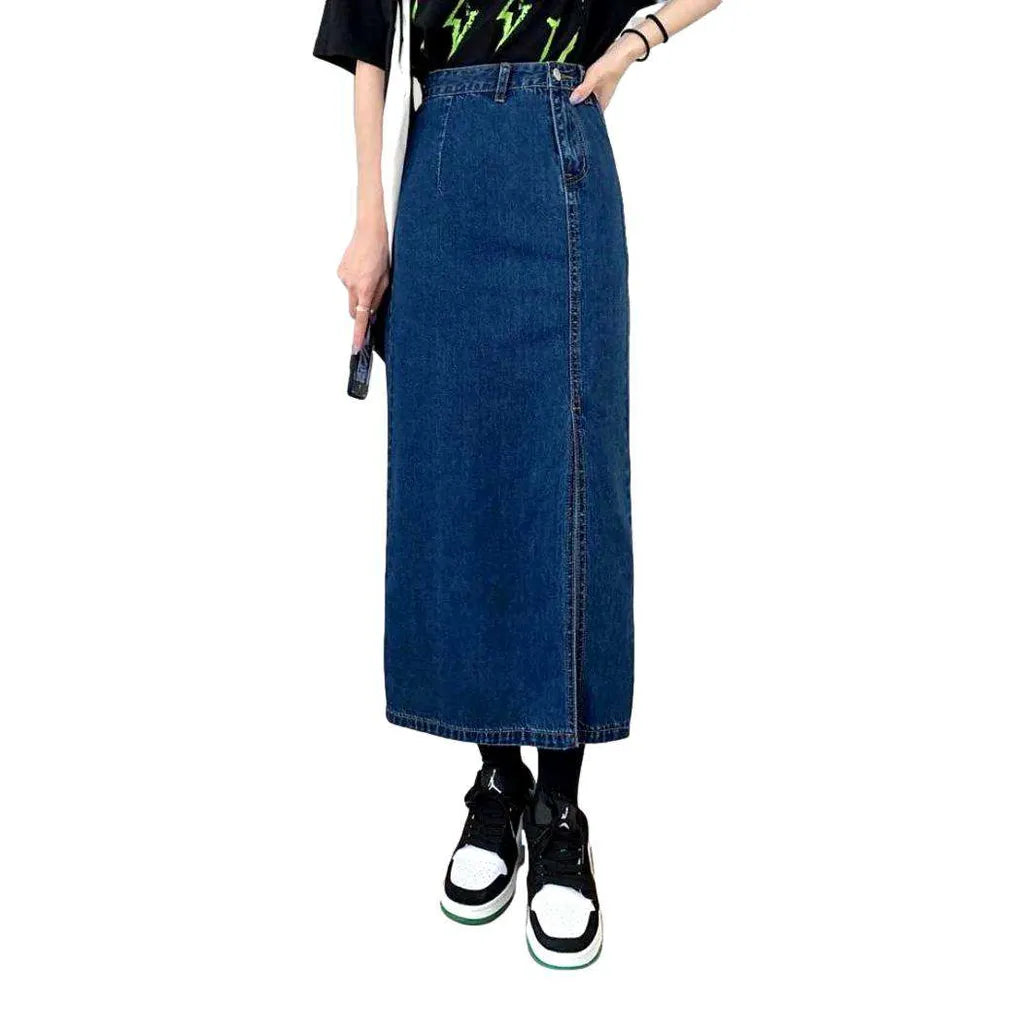 Side split women's denim skirt