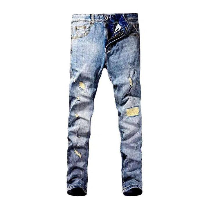 Skinny light men's wash jeans