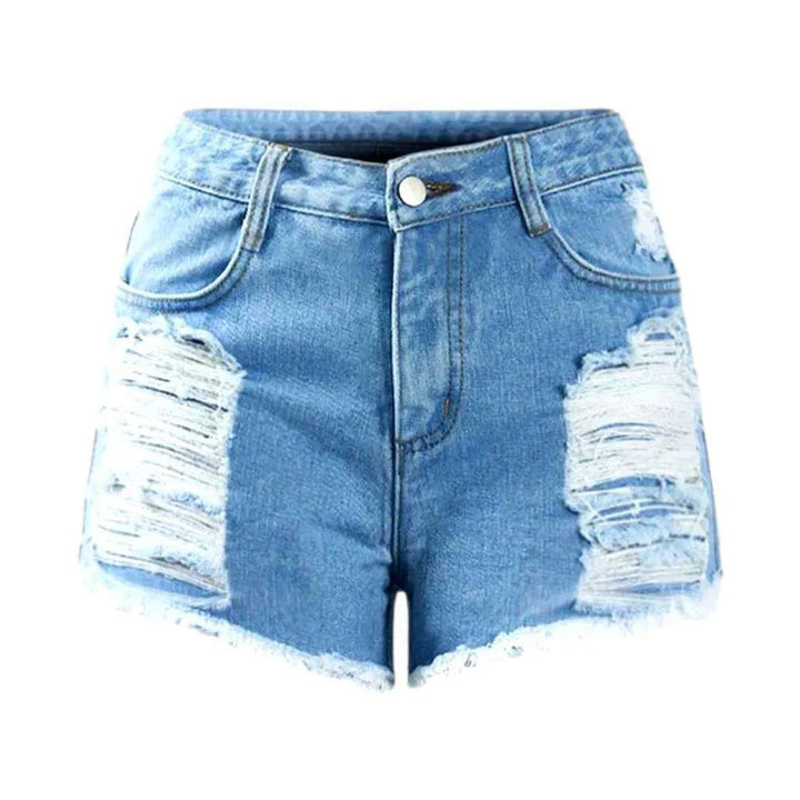 Skinny women's distressed denim shorts