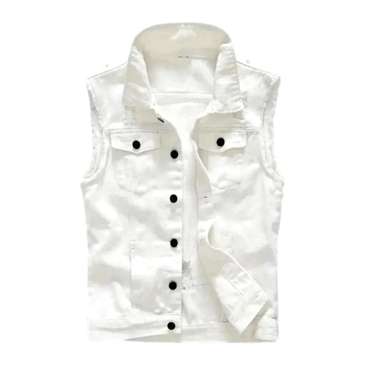 Slim white men's jeans vest