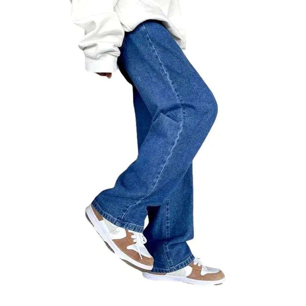 Stonewashed high-waist jeans
