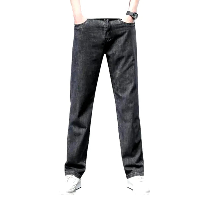 Stonewashed men's thin jeans