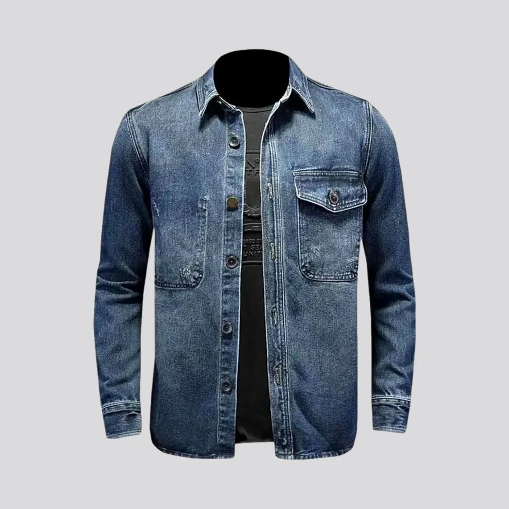 Stonewashed Vintage Style Men's Denim Shirt | Jeans4you.shop