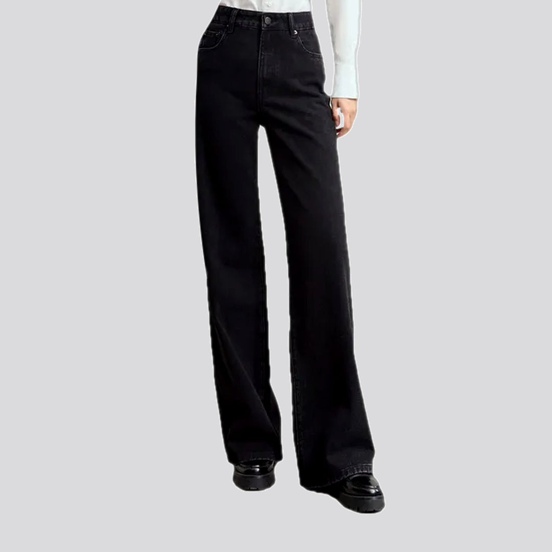 Straight-fit Wide One-tone Women's Jeans | Jeans4you.shop