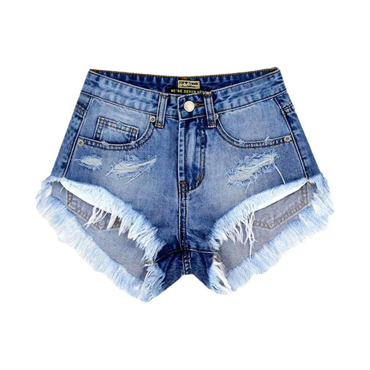 Street fashion distressed denim shorts