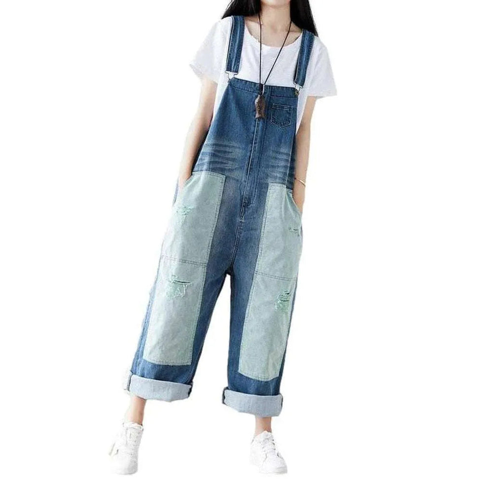 Street Style Denim Dungaree - Light Blue