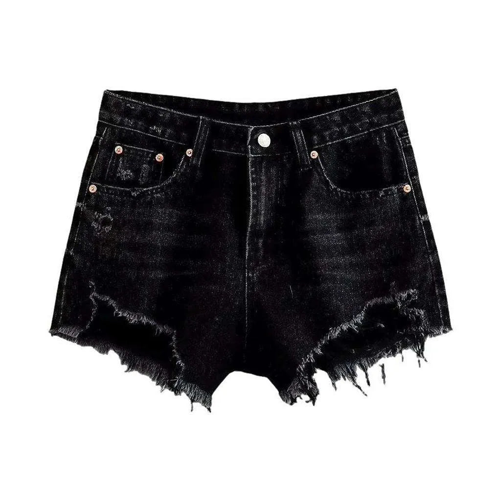 Streetwear wide distressed jean shorts