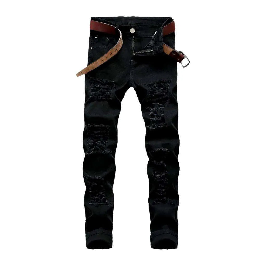 Stretch distressed color men's jeans