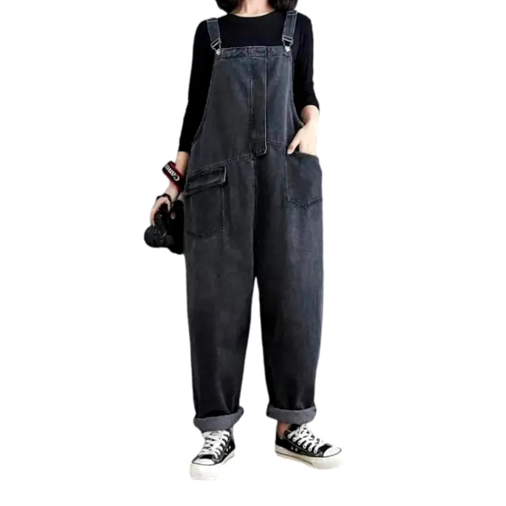 Stylish Denim Overall for Women - Grey