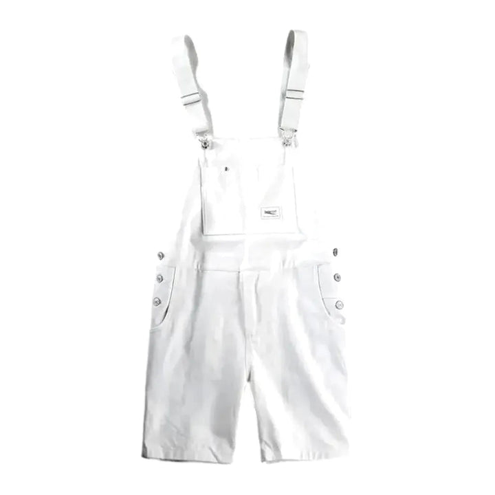 Stylish Jean Overall Shorts for Men - White