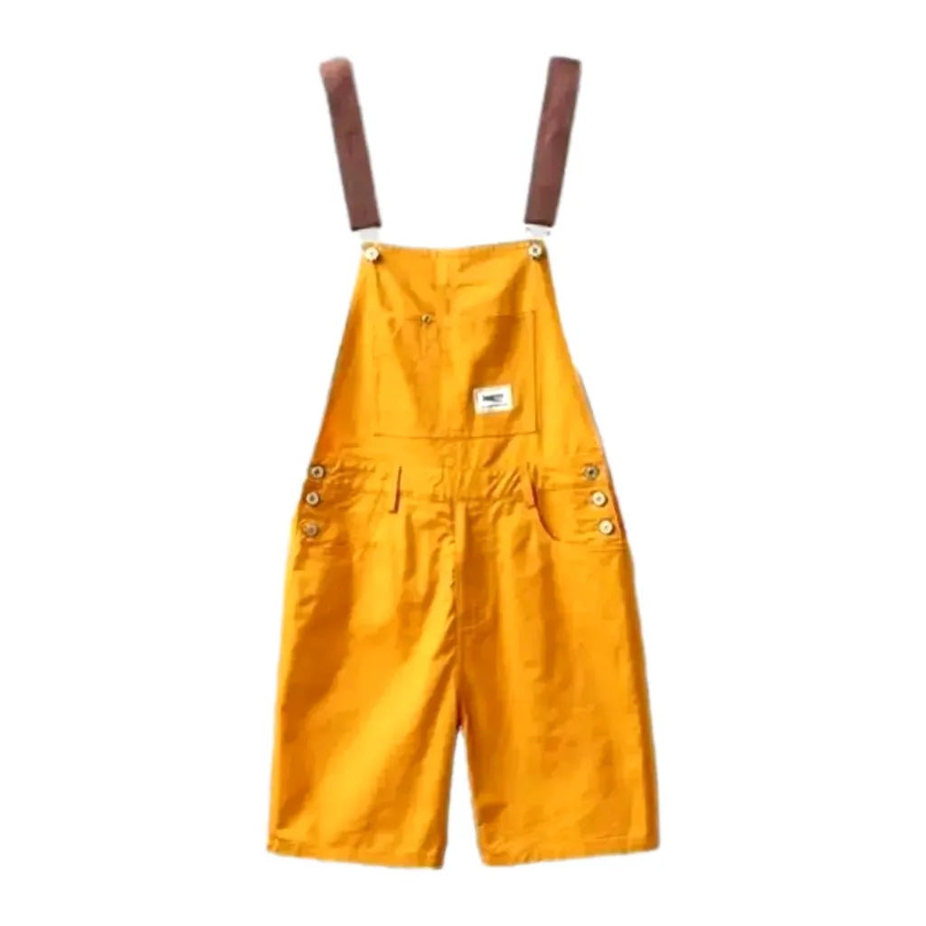 Stylish Jean Overall Shorts for Men - Yellow