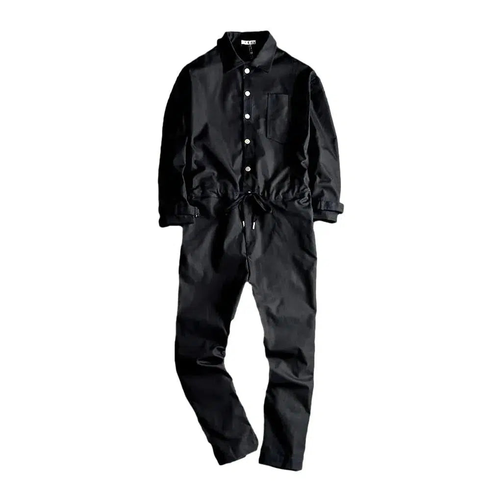 Stylish Men's Jeans Jumpsuit - Black