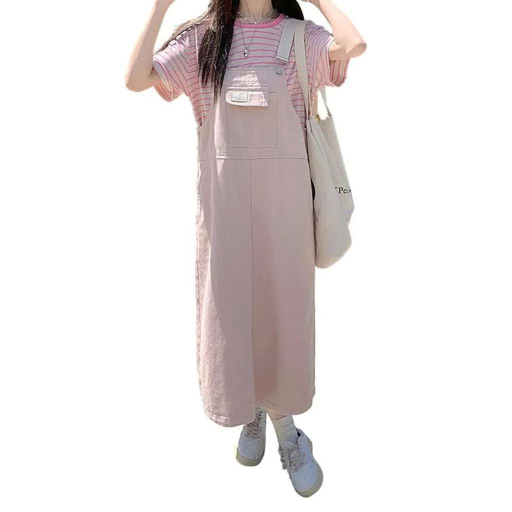 Stylish Street Denim Dress - Pink