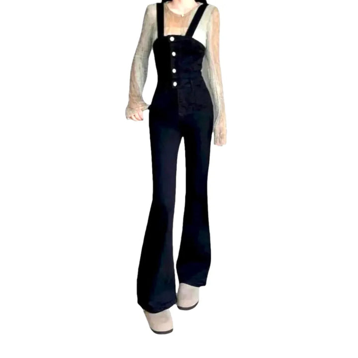 Stylish Street Women's Denim Jumpsuit - Black