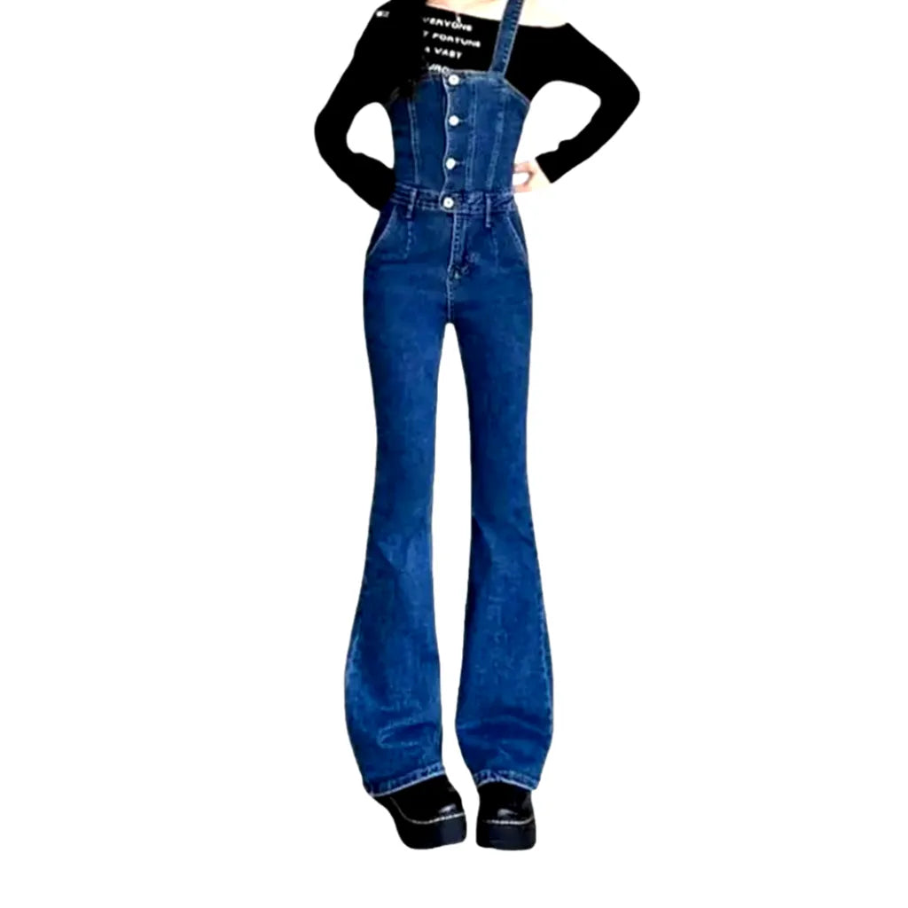 Stylish Street Women's Denim Jumpsuit - Blue